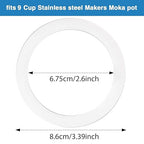 Moka Express Replacement Funnel Kit, 3 Packs Gasket Seals, 1 Stainless Steel Funnel with 1 Pack Stainless Filter (9-Cup)
