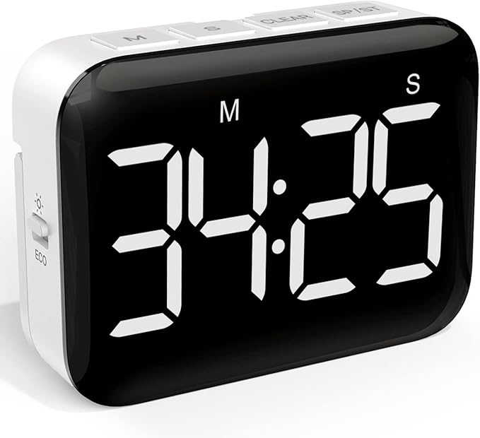VOCOO Magnetic Kitchen Timer for Cooking with Count Up Countdown, Digital Timer Battery Powered with Large Display, 2 Brightness and Volume Levels for Classroom, Teacher, Kids