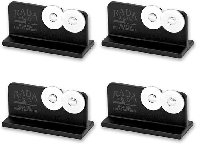 Rada Cutlery Quick Edge Knife Sharpener (R119), 3.5" x 2", Stainless Steel Wheels, Pack of 4