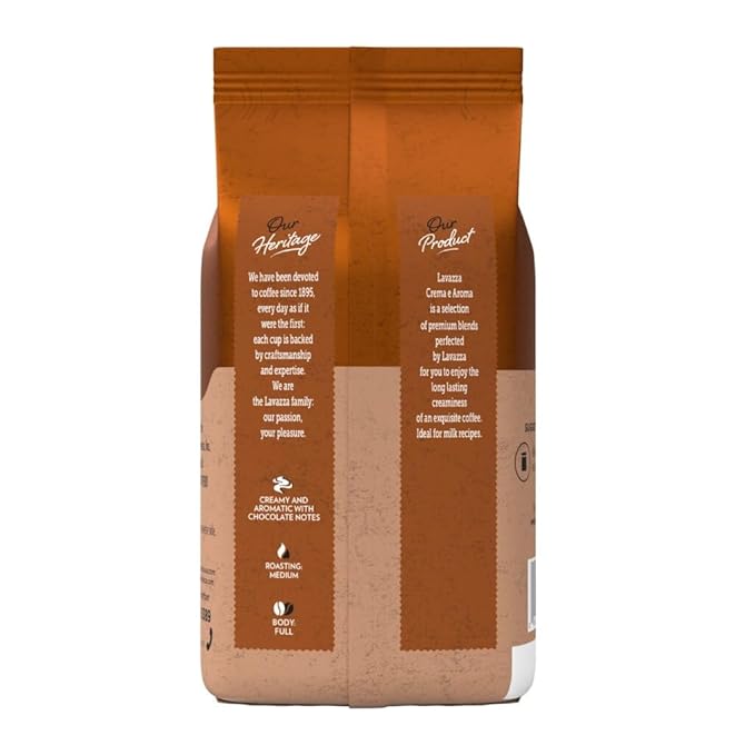 Lavazza Crema e Aroma Whole Bean Coffee, Medium Roast, Arabica and Robusta Blend, 2.2 lb Bag (Pack of 2)