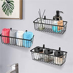 SheeChung Farmhouse Metal Wire Bin Basket with Wall Mount - Small, 4 Pack - Portable Hanging Wall Basket, Rustic Home Storage Organizer for Cabinets, Pantry, Closets, Bathroom, Kitchen,Bedroom(Black)