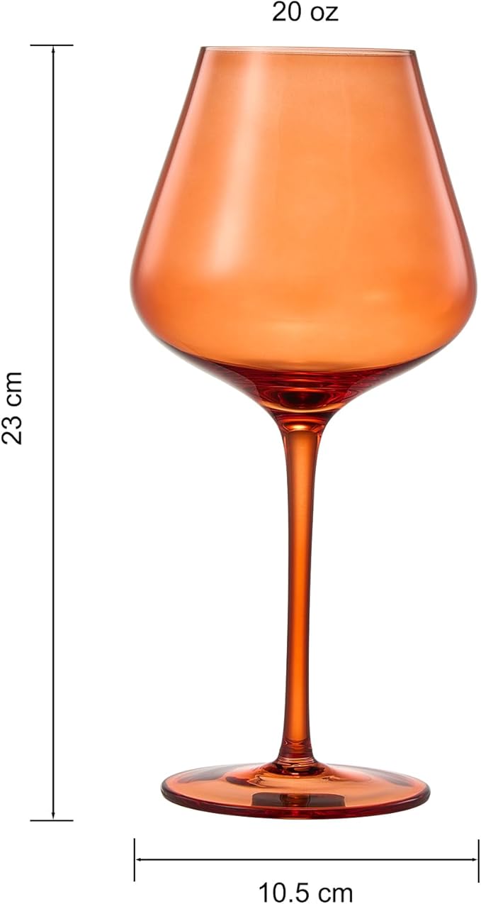 Khen Colored Crystal Wine Glass Set of 5, Large 20 OZ Glasses, Summer Flower Bright Italian Style Tall Stemmed Drinkware for Red & White Wine, Water Dinner Glasses, Color Glassware - (Stemmed)