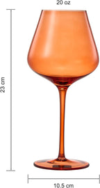 Khen Sunset Colored Crystal Wine Glass Set of 5, Large 20 OZ Glasses, Bright Italian Style Tall Stemmed Drinkware for Red & White Wine, Water Dinner Glasses, Color Beautiful Glassware - (Stemmed)