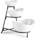 LAUCHUH Serving Dish for Entertaining, 3 Tier Serving Tray, Chip and Dip Serving Set Oval Serving Bowl Set for Easter, Mother's Day Fruit, Dessert, Appetizer, Candy, Vegetable, Black