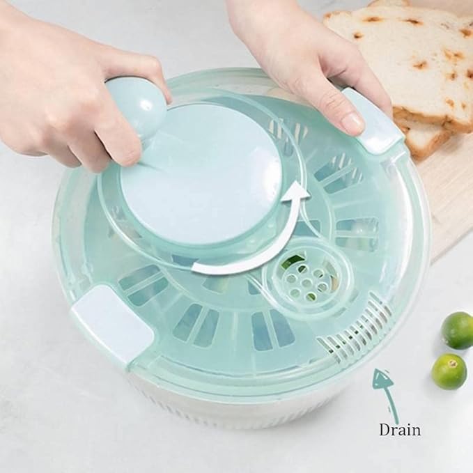 Zentto Salad Spinner Large Plastic Kitchen Salad Spinner 5 Litres Quick Vegetable Dryer BPA Free(Pink)