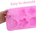 2 Packs 6-Cavity Silicone Flowers Shap Mold Assorted Silicone Flower Soap Mold Mixed Tulip Mold DIY Soap Molds for Handmade Chocolate Biscuit Cake Muffin Jelly Ice Cube