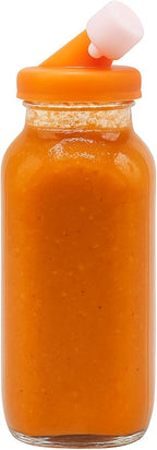 kitchentoolz Orange 16oz Glass Salad Dressing Bottle – Salad Dressing Container Glass with Non-Metal Silicone Spout for Marinades, Oil, Sauce