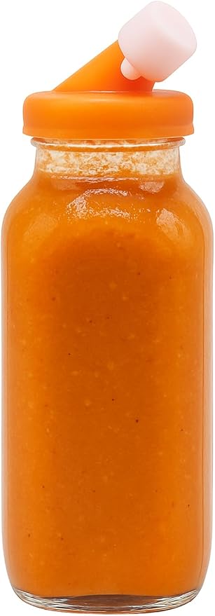 kitchentoolz Orange 16oz Glass Salad Dressing Bottle – Salad Dressing Container Glass with Non-Metal Silicone Spout for Marinades, Oil, Sauce