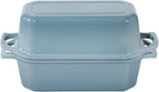 Flavehc Bread Pan Cast Iron Loaf Pan with Lid Bread Loaf Pan 8.5x4.5 Inch Loaf Pan Enameled Cast Iron Sourdough Loaf Pan, LightBlue