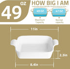 Sweejar Ceramic Baking Dish, 8 x 8 Cake Baking Pan for Brownie, Porcelain Square Bakeware with Double Handle for Casserole, Lasagna, Family Dinner (White)