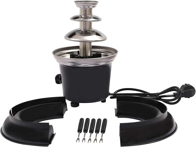 "Classic" Chocolate for Chocolate Fountain, 3 Tier Heated Chocolate Melts Dark Dipping Chocolate Electric Fondue Machine for Party, Wedding, Events (3 Tier Black Chocolate Fountain)