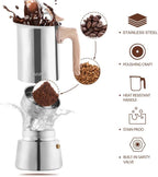Sivaphe Stovetop Espresso Maker Stainless-Steel 3.5 oz, 1-2 Cup Coffee Maker Induction Moka Pot, 100ml Moka Campaing Coffee Pot, Induction Italian Mocha Pot with Step-by-step Instructions(1 Cup=50ml)