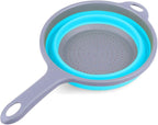 Kitchen Foldable Silicone Strainer Colanders, Collapsible Colanders with Handles, Space-Saver Folding Strainer Colander for Draining Pasta, Vegetable (Blue)