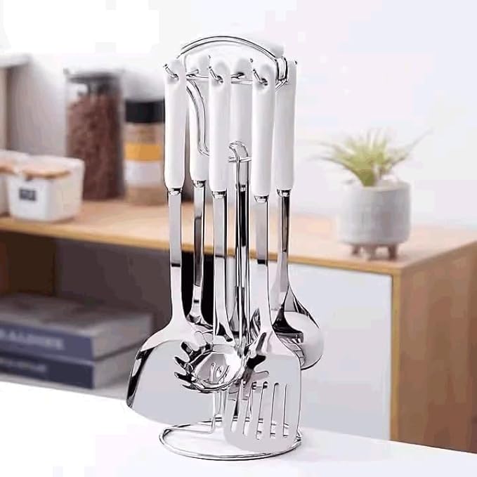 Ceramic Handles Cooking Tool Set steel Kitchen Utensils set of cookers Shovels Spoons Strainer(D)