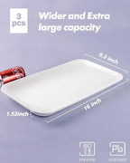 DELLING 16 Inch Large Serving Platter Set of 3, White Porcelain Platters for Serving Food - Rectangular Serving Trays for Party Entertaining, Oven Safe to 590°F, Dinnerware
