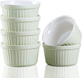 Ramekins 6oz Oven Safe,Creme Brulee Ramekin and Souffle Dishes,Porcelain Baking Bowls,Dipping Sauce Dish.Pudding Cups,Set of 6,Green.