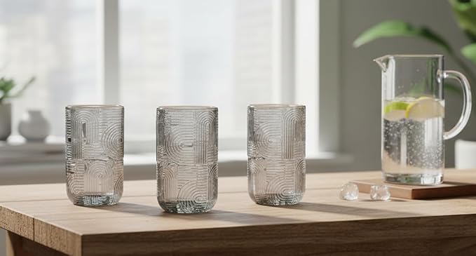 Glaver's Smoke Highball Drinking Glasses, 17 Ounces, Cocktail Bar Vintage Kitchen Glasses, Set of 4 Elegant Everyday Premium Basic Heavy Duty Glassware Set