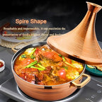 Large Stainless Steel Moroccan Tagine Pot - Non-Stick Casserole with Cone Lid & 2 Handles (30cm/11.8in, Gold) - Perfect for Authentic Moroccan Cooking
