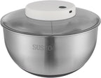 Electric Vegetable Dryer, Electric Salad Spinner Small Salad Spinner with USB Cable & Battery Indicator & Draining Basket in Kitchens 5.12 x 6.30 Inch(D*H) (Stainless Steel)