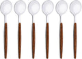 6-Piece Teaspoons Set, Stainless Steel Tea Spoons Set for 6, Silver Mirror Polished Small Spoons for Home Kitchen Restaurant, Round Wooden Effect Handle, 5.9inches, Dishwasher Safe