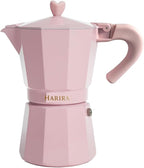 HARIRA 9 Cup Stovetop Espresso Maker Italian & Cuban Style Coffee Pot, Durable Aluminum Moka Pot with Ergonomic Handle, Rich Aromatic Brew, Pink Coffee Maker for Home or Travel