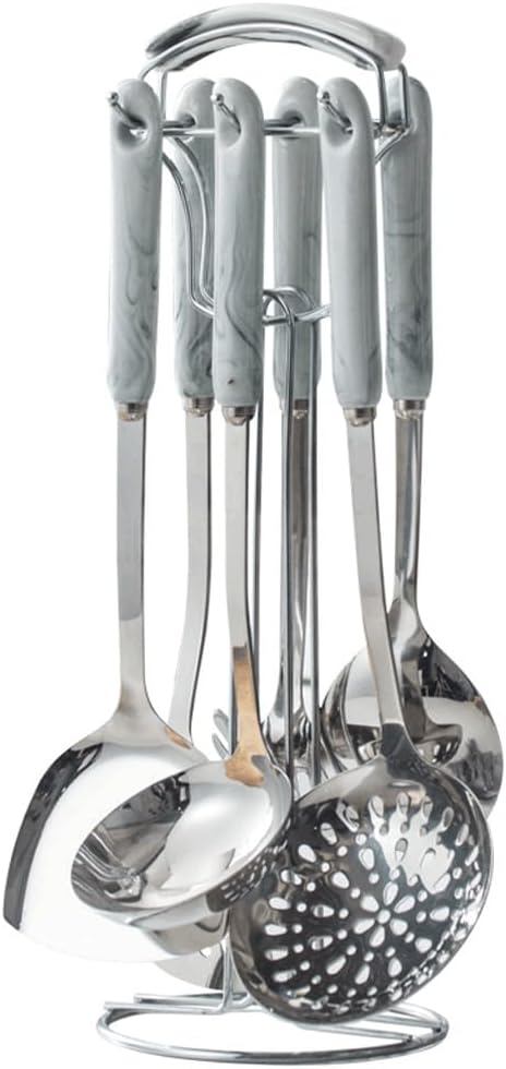 Ceramic Handles Cooking Tool Set Steel Kitchen Utensils Of Cookers Shovels Spoons Strainer(D)