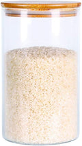 Glass Rice Storage Containers, 60 FL OZ (1800ml) Kitchen Food Jars with Airtight Lid, Stackable Clear Pantry Canister for Coffee Bean, Pet Treat, Flour, Loose Tea and More