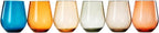 Khen European Style Shatterproof Tritan Stemless Wine Glasses, Acrylic Glass Drinkware, Unbreakable Colored, 6 - Set - BPA-free plastic, Reusable, Dishwasher Safe, All Purpose Glassware 15oz - (Muted)