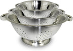 ExcelSteel Colander Set Stainless Steel | Nesting Design | Mirror Polished | Oversized Handles | 1-4 Quart, Set of 3