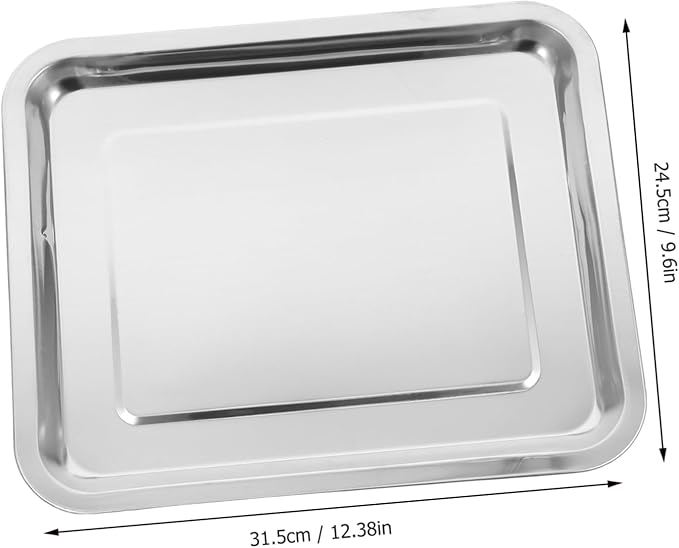 Cabilock Stainless Steel Baking for Toaster Ovens Rectangular Pan for Steaming Grilling Roasting Easy to Clean with Smooth Edges for Handling Baking Tray for Versatile Cooking