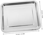 Cabilock Stainless Steel Baking for Toaster Ovens Rectangular Pan for Steaming Grilling Roasting Easy to Clean with Smooth Edges for Handling Baking Tray for Versatile Cooking