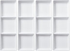 US Acrylic Avant White Plastic Divided Serving Trays (Set of 4) 15” x 5” | Narrow Reusable 3-Section Party Platters | Serve Appetizers, Fruit, Veggies, & Desserts | BPA-Free & Made in USA