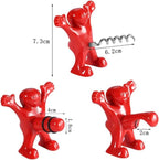 Funny Red Man 3 Pcs Wine & Beer Opener Set – Novelty Corkscrew, Bottle Opener & Stopper – Gag Gift for White Elephant, Housewarming, Birthday for Men – Unique Bar Tools