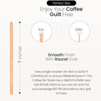 Wooden Coffee Stirrers, 500 Disposable Coffee Stir Sticks, 7-inch Wooden Stir Sticks for Coffee & Cocktails, Swizzle Sticks for Coffee, Round-End Coffee Sticks, Coffee Bar Accessories