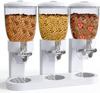 Triple Food Dispenser - Easy To Use Dry Food Dispenser Perfect As A Candy, Nuts, Rice, Granola, Cereal Dispenser & More - Dispensing 1 Ounce Per Twist And Preserving Freshness For Fun, Easy Serving.