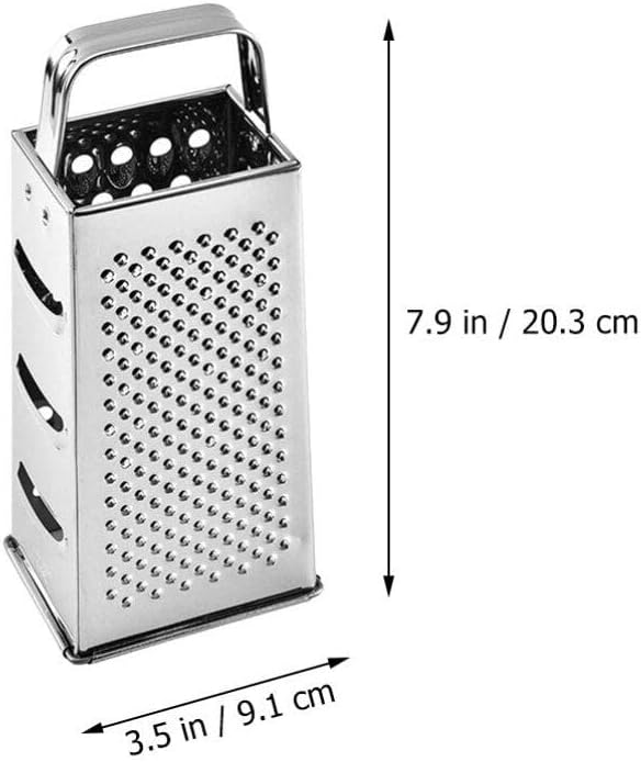 Hemoton Stainless Steel Kitchen Grater Multi-Use Vegetable Cutter and Cheese Shredder with Non-Slip Handle 7.99X3.58X2.59 Inch for Fruits Ginger and Potato Preparation