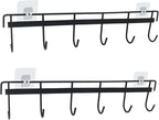 2 Pcs Kitchen Utensil Rack with 4 Adhesives - Adhesive Kitchen Utensils Hanging Rack Utensil Holder for Kitchen, Bathroom, and Bedroom(Black)