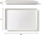 3 Pack, 16" x 11" Large White Serving Trays Set - Reusable Plastic Serving Platters for Cookie, Appetizer, Charcuterie, Snack, Dessert, Party Food Display - Stackable Kitchen CounterTop Tray, BPA Free