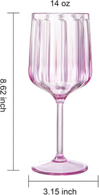Khen Acrylic Lucia Stemmed Goblets - Unbreakable Wine Glasses Reusable Drinking Cups Dishwasher Safe Elegant Stemware for Cocktail Champagne | Kitchen Bar Party | Set of 6 |14oz | Lilac