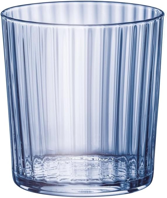 Bormioli Rocco Exclusiva Negroni Glasses, Set of 12-12 Oz. Sapphire Blue Medium Tumblers with Thin Laser Cut Rim & Impact-Resistant Edge - Lead-Free Star Glass for Cocktails & Beverages