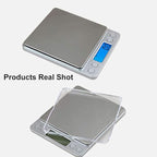 Digital Kitchen Scale,High Precision Stainless Steel Multifunction Food Scale Grams and Ounces Back-Lit LCD Display Small Pocket Jewelry Scales Auto Off,Tare,PCS,UNTS/Mode (3kg/0.1g)