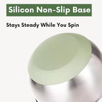 Stainless Steel Salad Spinner Large, BPA-Free Lettuce Spinner, 3-in-1 Salad Bowl & Fruit Cleaner with Non-Slip Base, Dishwasher Safe, 5 Blade Slicer & Egg Yolk Separator, 5.3Qt