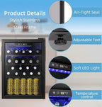 Antarctic Star 16 Bottle Wine Cooler Beverage Refrigerator Small Mini Wine Cellar Beer Soda Clear Glass Door Bar Fridge Quiet Operation Compressor Adjust Temp Control Freestanding, 2.4 Cu. Ft