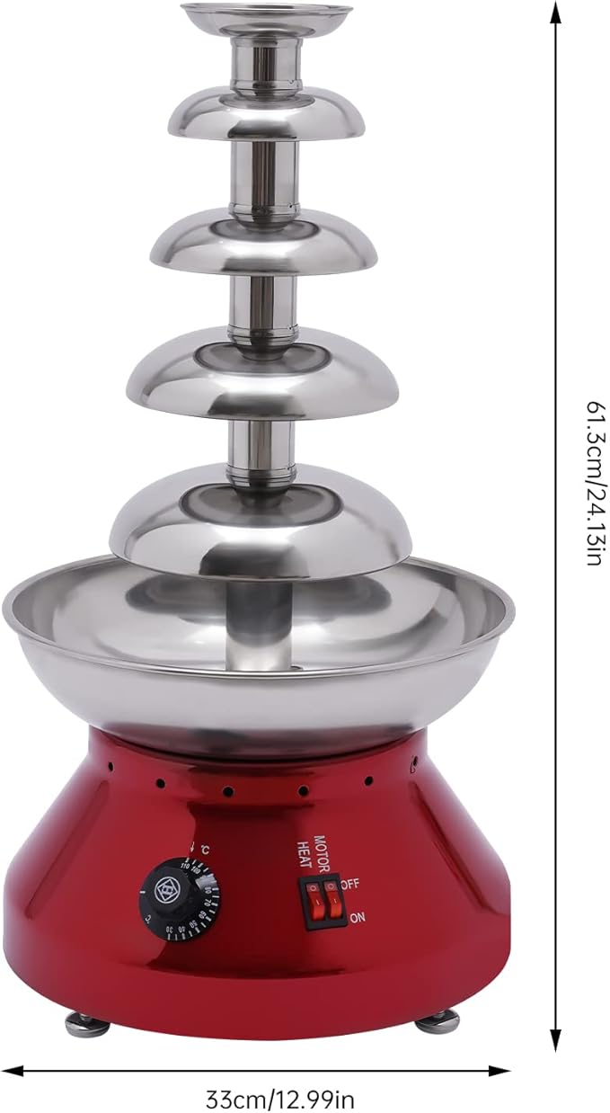 Chocolate Fountain Commercial Hot Chocolate Fondue Tower 5 Tier 7 lb Large Capacity Stainless Steel Chocolate Melting Heating Machine for Nacho Cheese Liqueurs Party Wedding