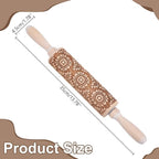 Embossed Wooden Rolling Pin Flower Print 35cm Rolling Pin for Baking Biscuits 3D Pattern DIY Kitchen Tool Baking Accessories Homemade Bakery Pastry Cookie Fondant Dough Pizza