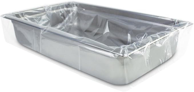 PanSaver Hotel Clear Sheet Pan Liners for Easy Clean Up - Disposable Buffet Pan Liners, Ovenable up to 400F (Half Pan - Deep - 34 x 12 IN)