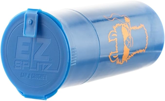 EZSPLITZ Cap & Crusher - 2-in-1 Herb Grinder with Extra Large Storage - Pop Art Edition (Blue)