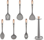 Kitchen Cookware Silicone Non-stick Cooking Tool Spatula Ladle Shovel Soup Utensils Set(Black)