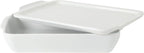 Gibson Home Gracious Dining 2.6-Qt White Stoneware Covered Baking Dish w/Multi-Purpose Lid – 12.7" x 9" Rectangular Oven Safe Casserole, Lasagna & Roasting Baker, Lid Doubles as Serveware or Trivet