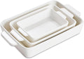 Casserole Dishes For Oven, Ceramic Baking Dishes 15.7"/12.3"/9.4", Large Lasagna Baking Dish with Handle, Ceramic Bakeware Set for Cooking Deep Baking Pan Set of 3 White